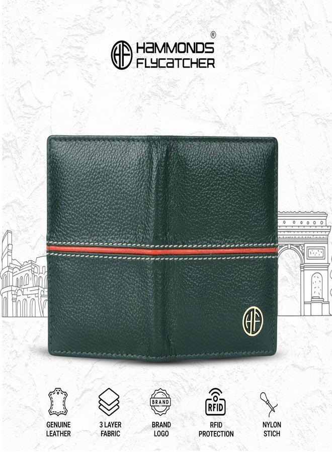 HAMMONDS FLYCATCHER Genuine Leather Card Holder Wallet for Man & Women, RFID Protected ATM/Credit Card Holder Wallet for Men with 6 Slots, Gift for Men, Father, Husband, Boyfriend - Design Green - Image 4